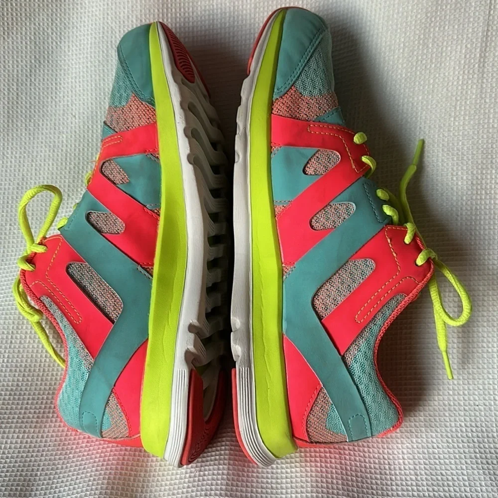 Reebok SubLite Duo Womens Running Shoes Teal Pink Neon Green Sneakers Size 8.5
